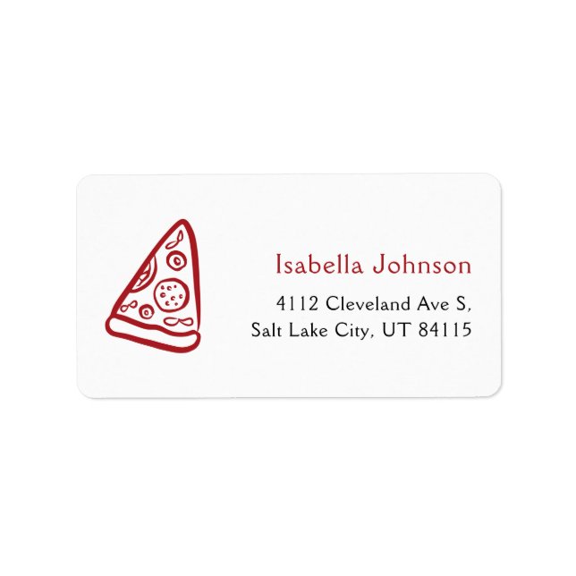 Red Italian Hand Drawn Pizza Ciao Baby Baby Shower Label (Front)