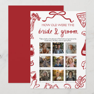 Red Italian How Old Were The Bride & Groom Game Invitation