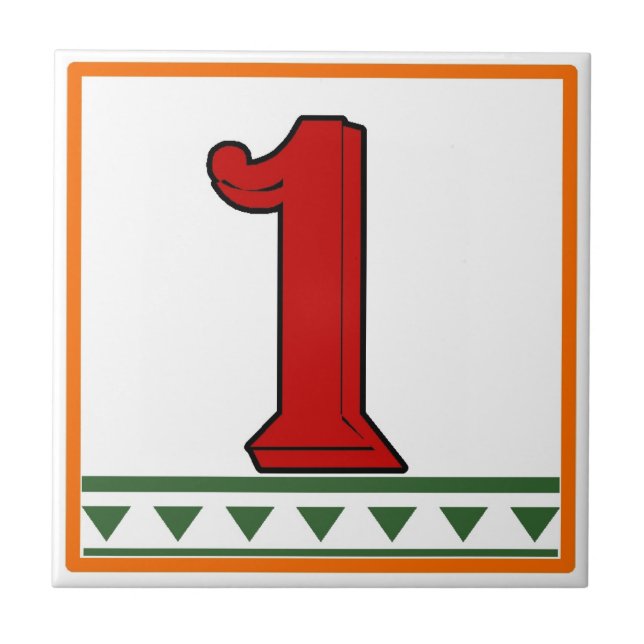 Red Italian Letters & Numbers Tile (Front)