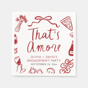 Red Italian That's Amore Pizza Engagement Party Napkin