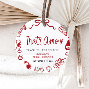 Red Italian That's Amore Pizza Pasta Bridal Shower Favour Tags
