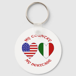 Red Italian USA Country Heritage Key Ring