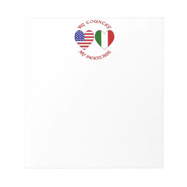 Red Italian USA Country Heritage Notepad (Front)