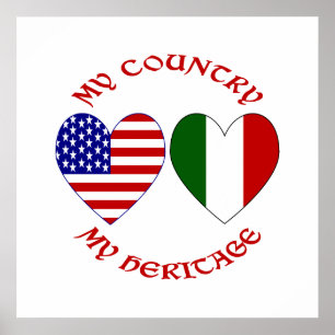 Red Italian USA Country Heritage Poster