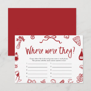 Red Italian Where Were They Bridal Shower Game Invitation