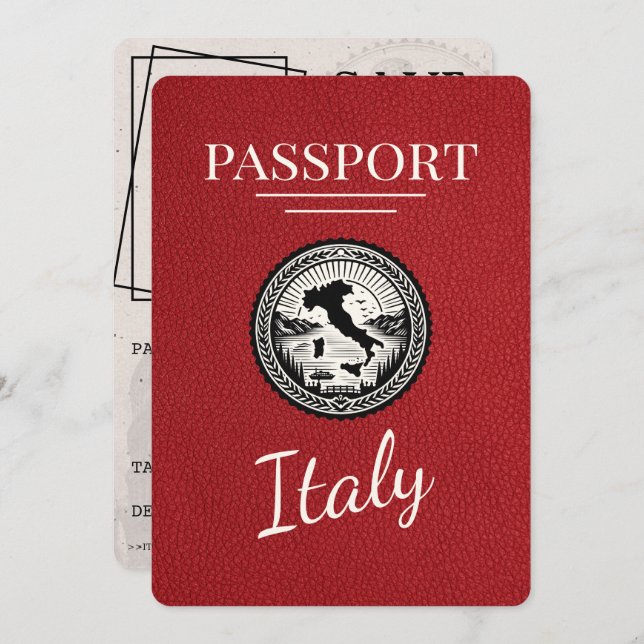 Red Italy Passport Save The Date (Front/Back)