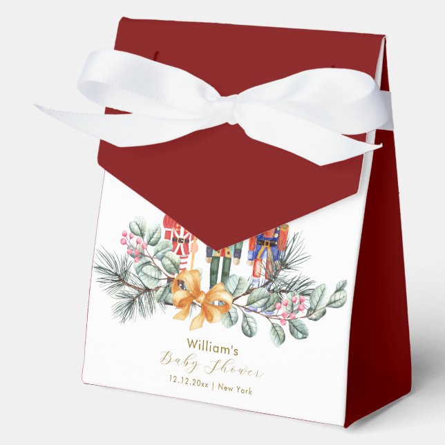 Red It's Cold Outside Nutcracker Baby Shower  Favour Box (Front)