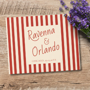 Red Ivory Stripes Retro Minimalist Wedding Guest Book