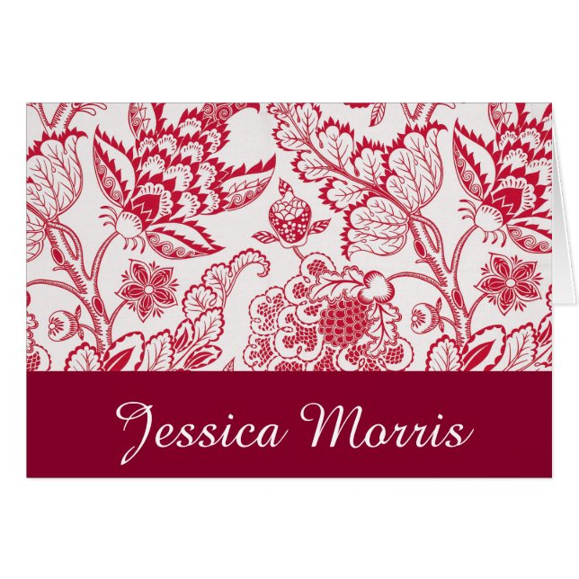 Red Jacobean print, Personalise (Front Horizontal)