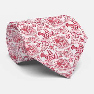 Red Jacobean print Tie