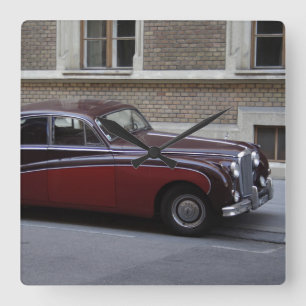 Red Jaguar Mark IX Square Wall Clock
