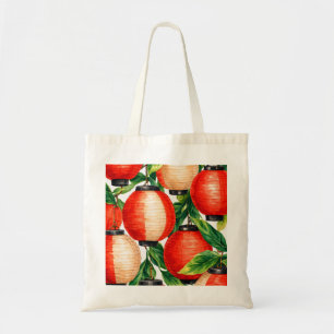 Red Japanese Lantern Leaf Tote Bag