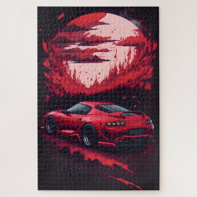 Red Japanese Supra Car Gift for Him Mancave Jigsaw Puzzle (Vertical)