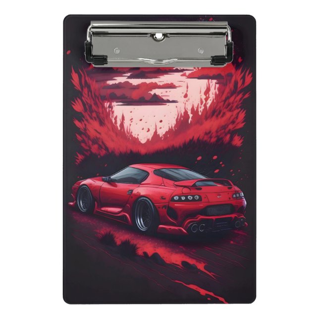Red Japanese Supra Car Gift for Him  Mini Clipboard (Front)