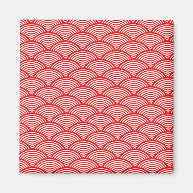 Red Japanese Wave Magnet (Front)