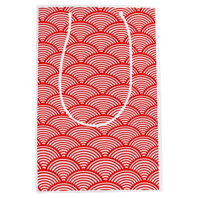 Red Japanese Wave Medium Gift Bag (Front)