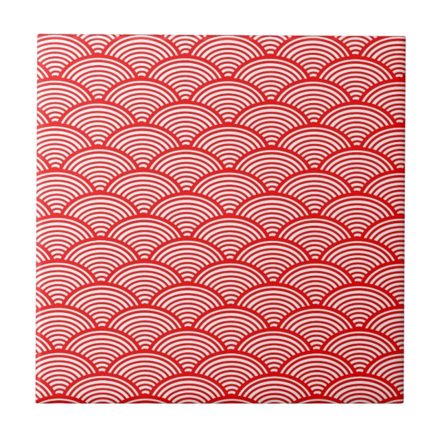 Red Japanese Wave Tile (Front)