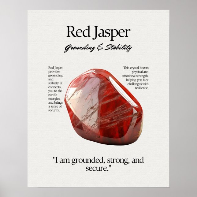 Red Jasper Gem Crystal Meaning Card Poster (Front)