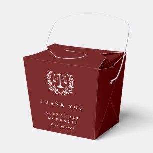 Red JD Law Scales+Laurel Graduation Favour Box