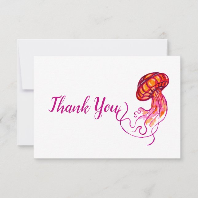 Red Jellyfish Thank you Card (Front)