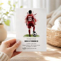 Red Jersey Boy Back View Soccer Birthday
