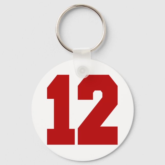 Red Jersey Number 12 Key Ring (Front)