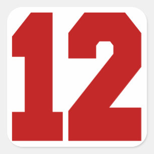 Red Jersey Number 12 Square Sticker
