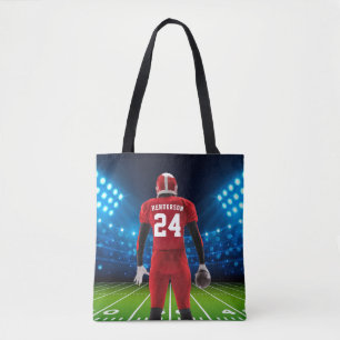 Red Jersey Personalised Football Player Tote Bag