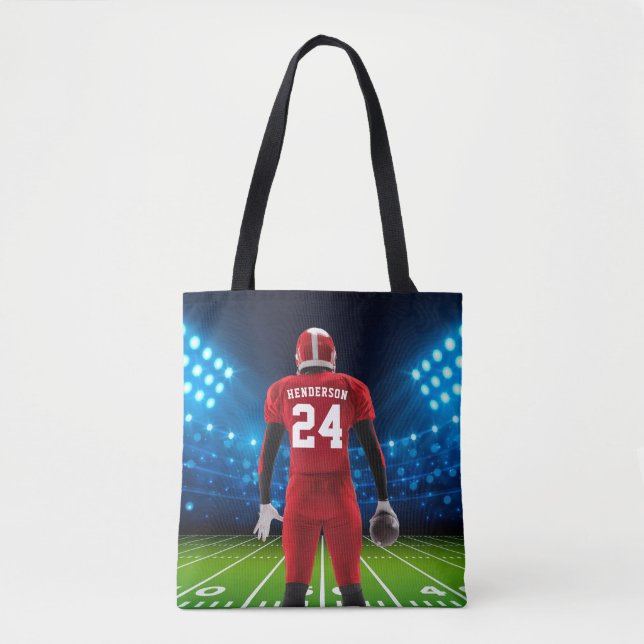 Red Jersey Personalised Football Player Tote Bag (Front)