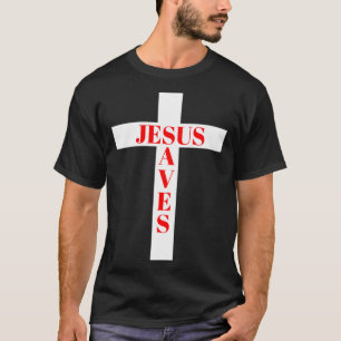 Red Jesus Saves In Cross T-Shirt