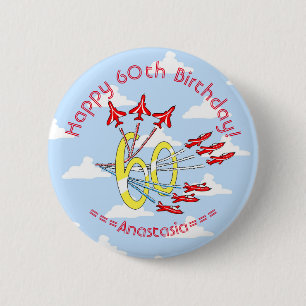 Red Jet Planes - 60th Birthday (Blue Sky) Badge