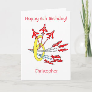 Red Jet Planes - 6th Birthday Card