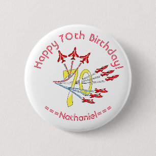 Red Jet Planes - 70th Birthday Badge