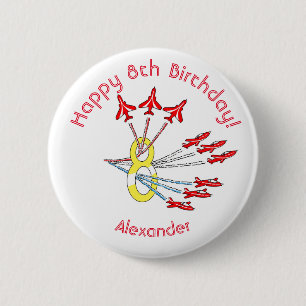 Red Jet Planes - 8th Birthday Badge