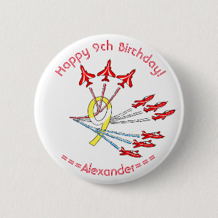 Red Jet Planes 9th Birthday Badge