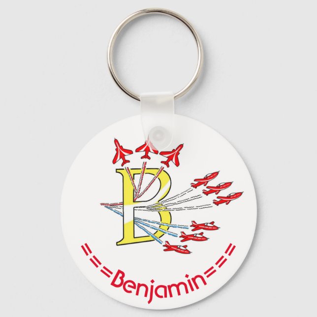 Red Jet Planes - B - Initial Key Ring (Front)