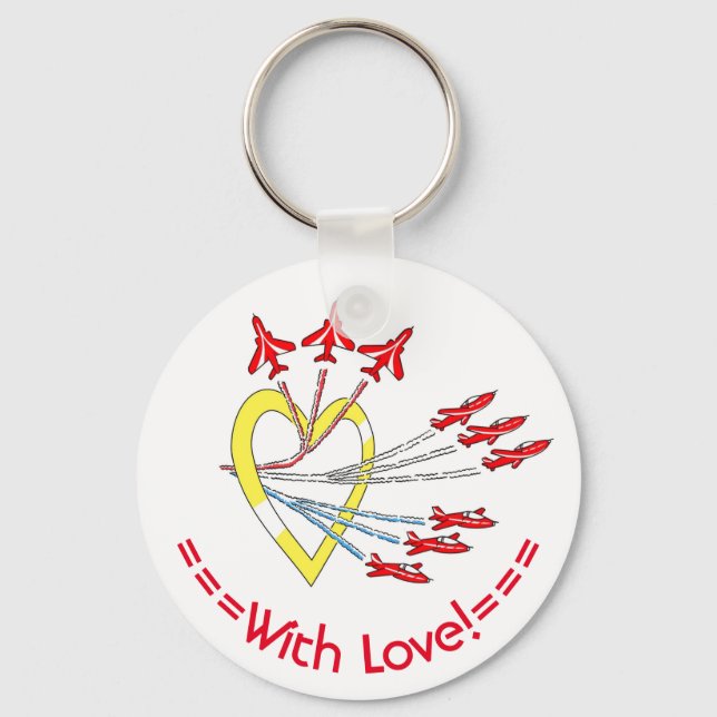 Red Jet Planes Heart Key Ring (Front)