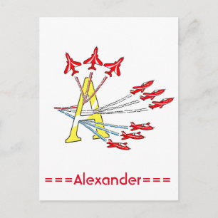 Red Jet Planes Initial A Postcard