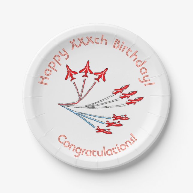 Red Jet Planes Paper Plates, 17.8 cm Paper Plate (Front)