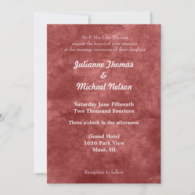 Red Jewel Wedding Invitation (Front)