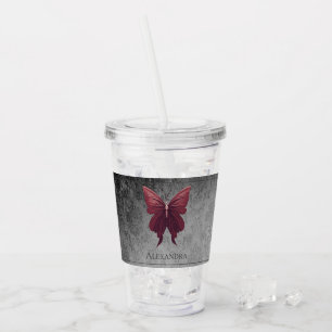 Red Jewelled Butterfly Acrylic Tumbler