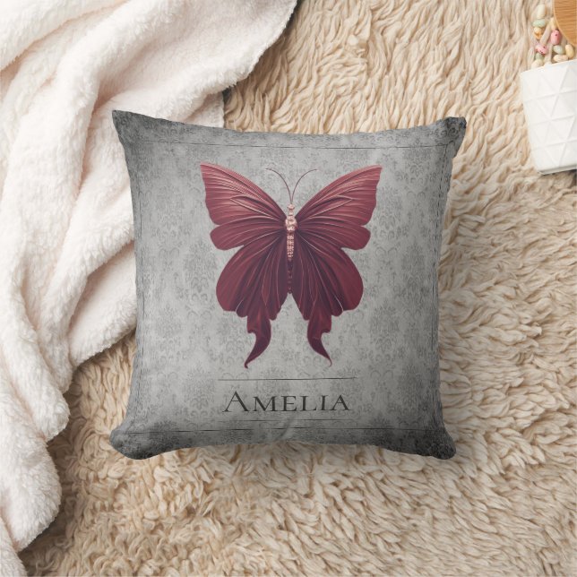 Red Jewelled Butterfly Cushion (Blanket)