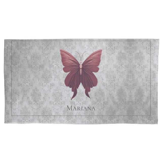 Red Jewelled Butterfly Pillowcase (Front)