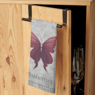 Red Jewelled Butterfly Tea Towel