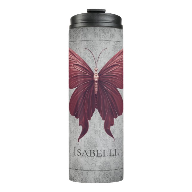 Red Jewelled Butterfly Thermal Tumbler (Front)
