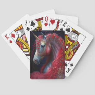 Red Jewelled Unicorn Fantasy Art Playing Cards