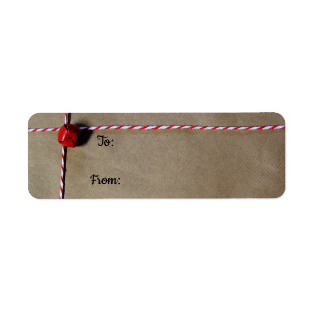 Red Jingle Bell and Twine Christmas Gift Labels (Front)