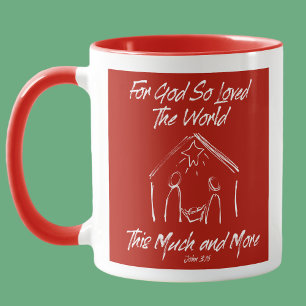 RED JOHN 3:16 MANGER MUG