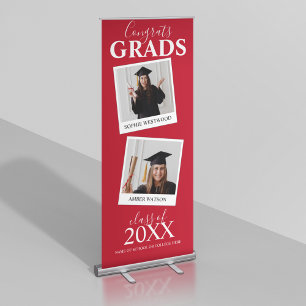 Red Joint Graduation   2 Photo Invitation Retractable Banner