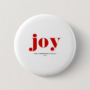 Red Joy Bold Tygraphy Modern Christmas  6 Cm Round Badge